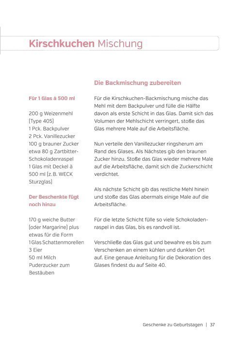 Backmischungen im Glas