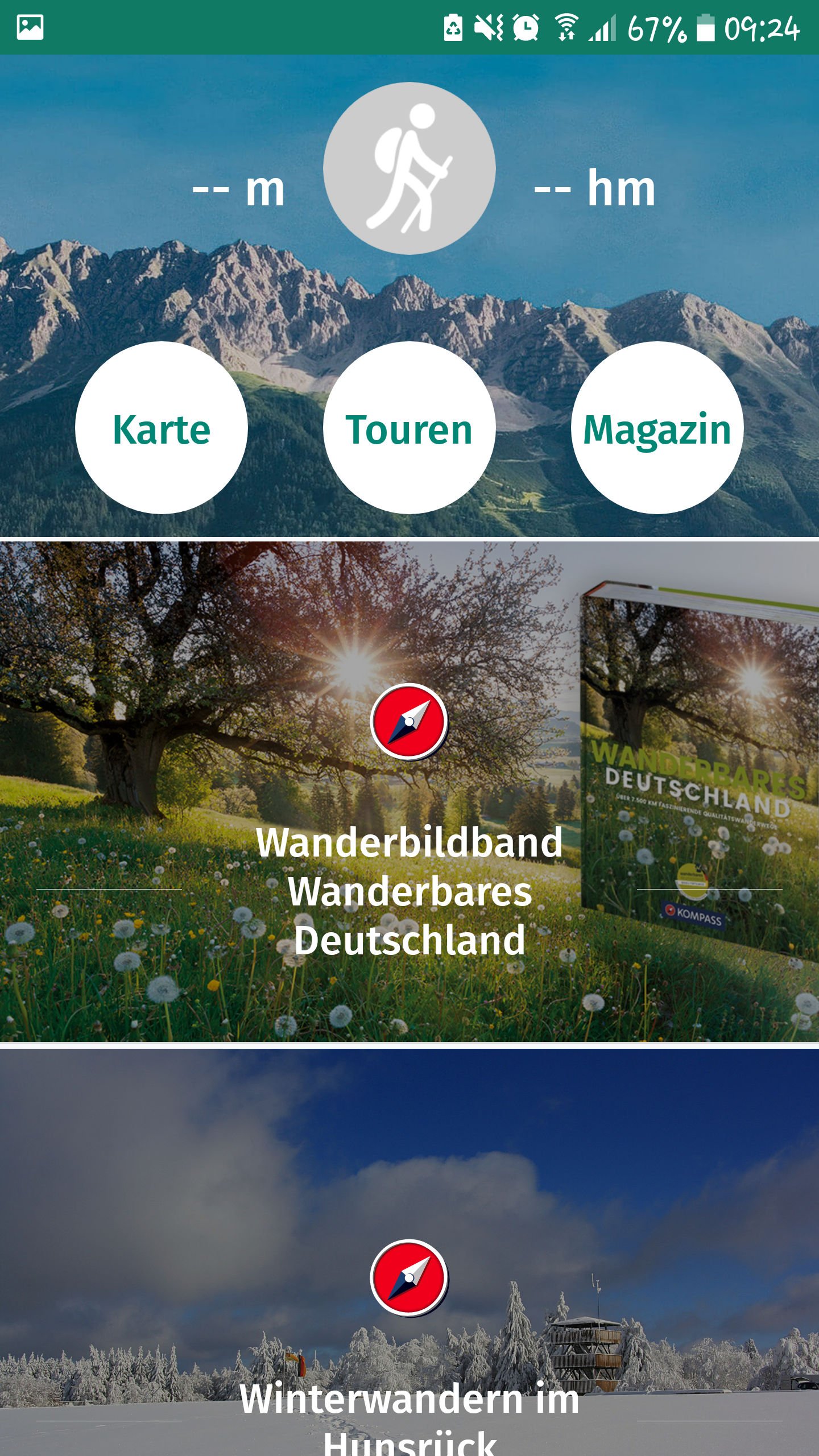 Kompass App - Startbildschirm