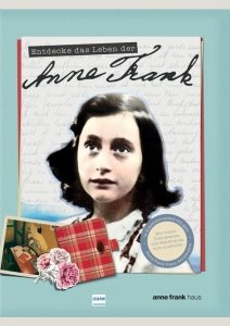 Entdecke das Leben der Anne Frank mit Begleitmaterialien und Dokumenten, illustriert durch ein Porträt von Anne Frank.