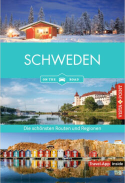 Schweden Reiseführer mit atemberaubenden Landschaften, schneebedeckten Hütten, historischen Schlössern und bunten Hafenhäusern, ideal für die Planung der schönsten Routen und Regionen in Schweden.