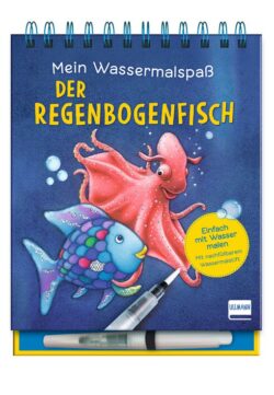 Mein Wassermalbuch "Der Regenbogenfisch" mit bunten Meeresbewohnern und Wasserstift.
