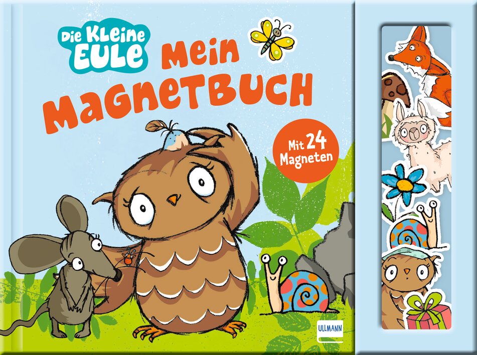 Die kleine Eule - Mein Magnetbuch mit 24 Magneten, illustriert mit bunten Tieren und Naturmotiven.