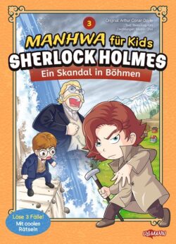 Manhwa für Kids: Sherlock Holmes, Ein Skandal in Böhmen, mit cartoonhaften Charakteren und spannenden Rätseln.